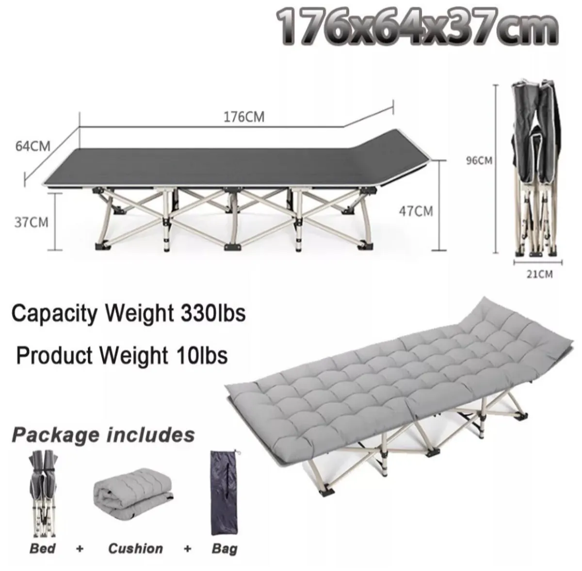 Portable Folding Bed with Mattress NEW - Image 3
