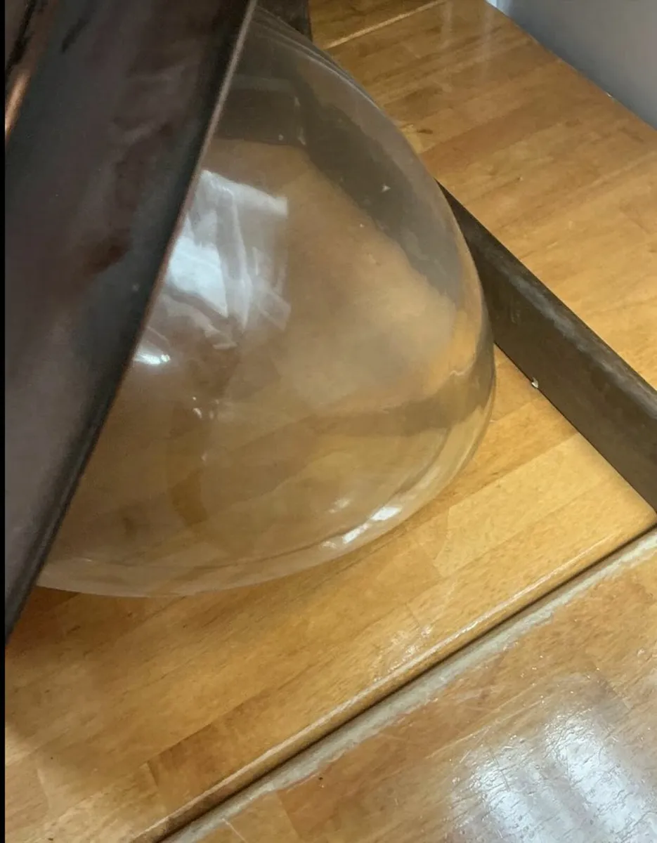 Set of 3 Large Copper & Glass Pendant Lights - Image 2
