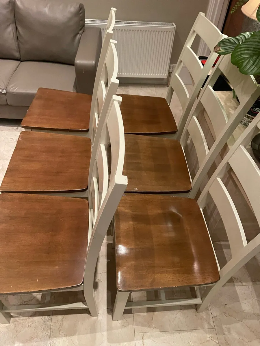 6 x Stunning White Wooden Kitchen Dining Chairs - Image 2