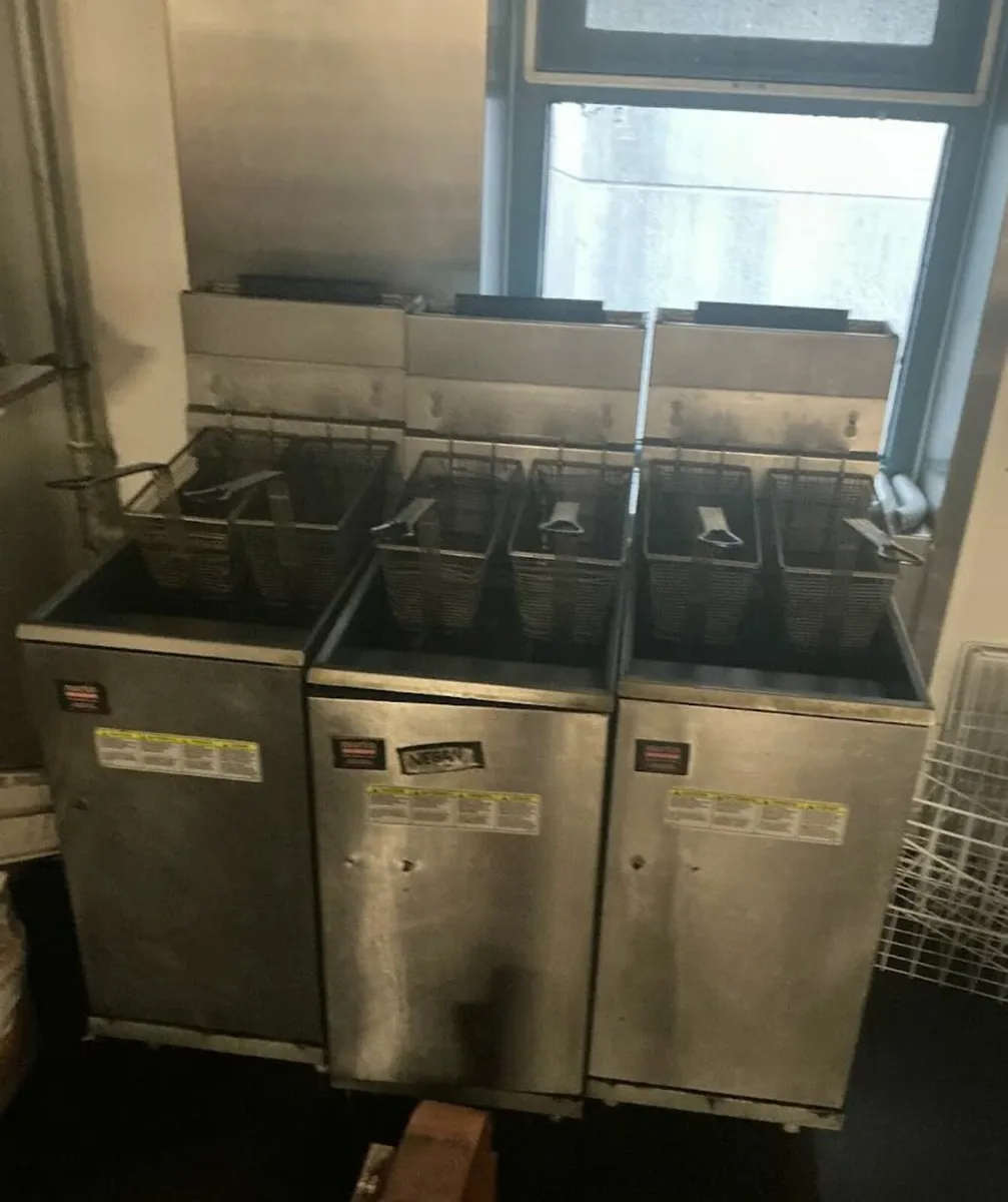Set of 3 Commercial Double-Basket Fryers – Gas/Ele