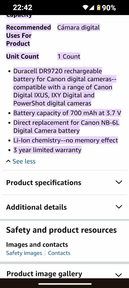 Duracell Replacement battery for canon NB-6L - Image 4