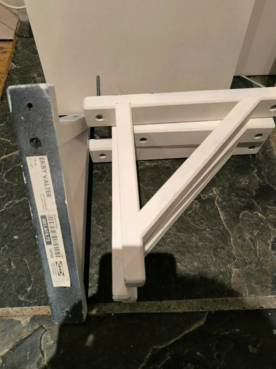 5 X IKEA Painted timber shelves with brackets - Image 2