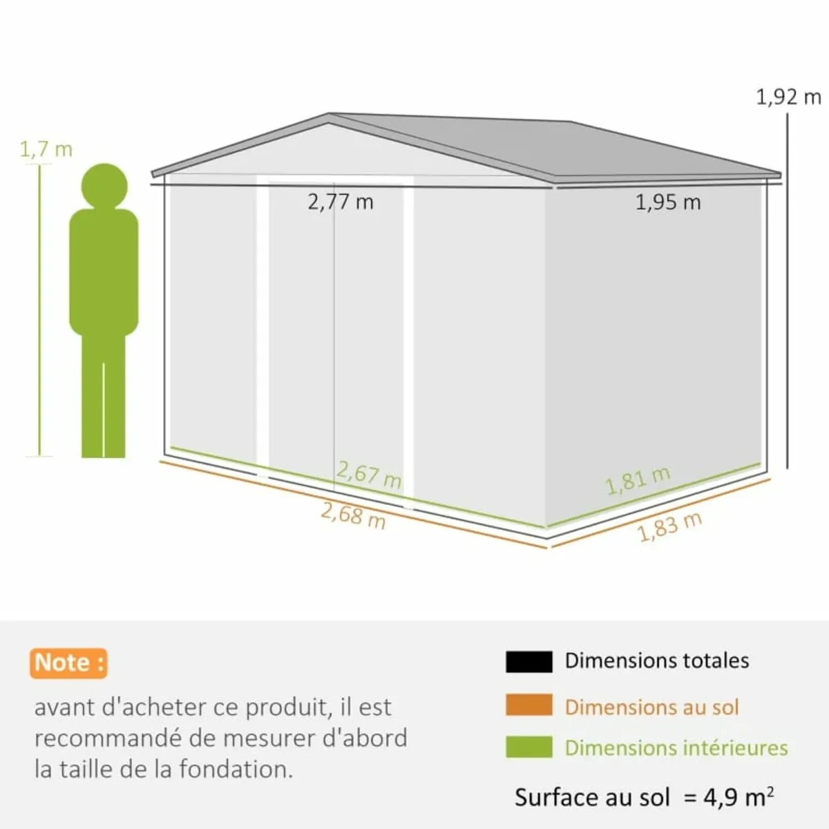 9 x 6FT Outdoor Garden Roofed Metal Storage Shed - Image 3