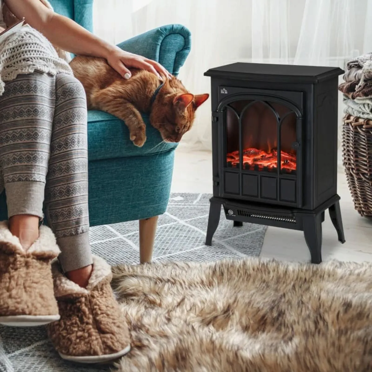 Electric Fireplace, Electric Stove Heater with LED - Image 3