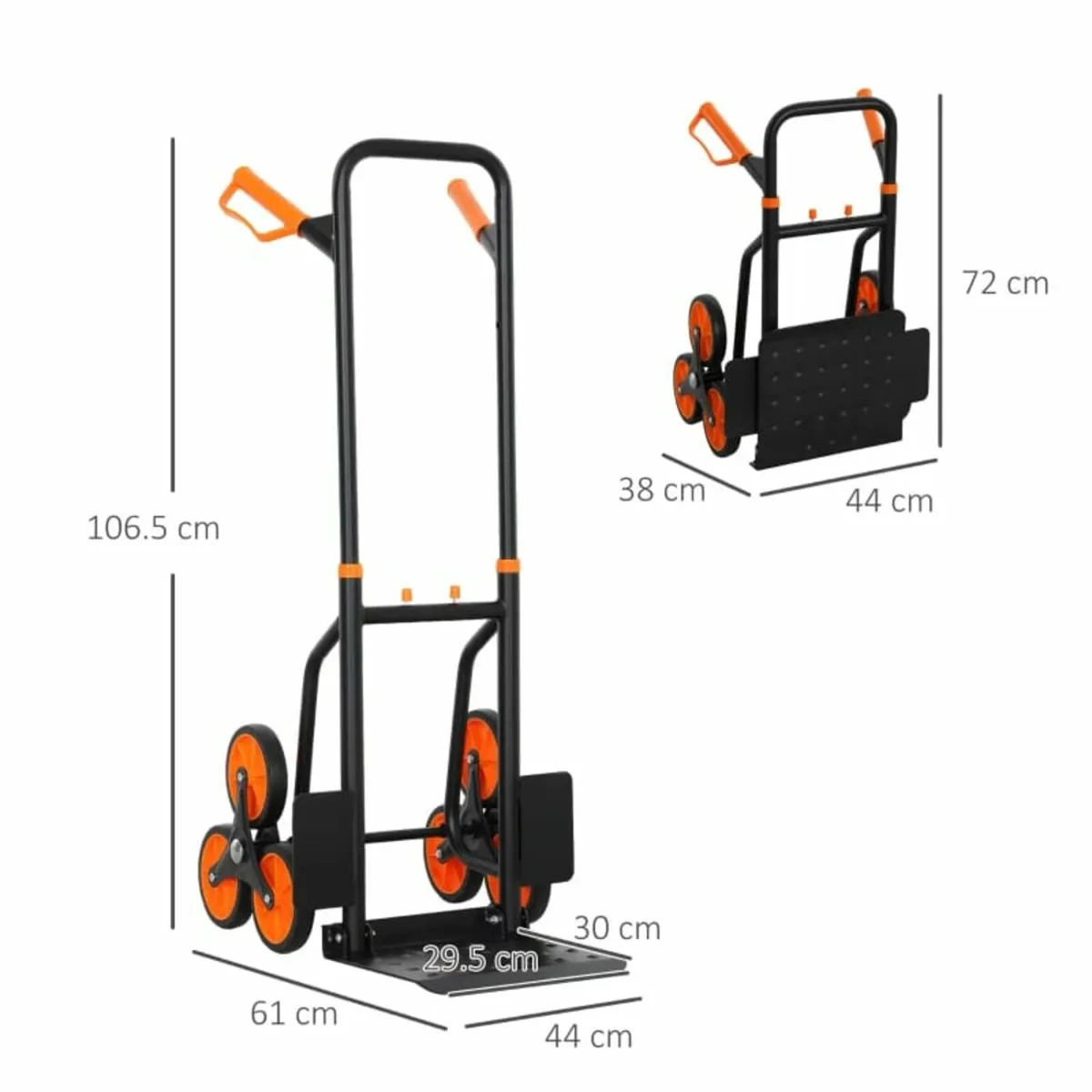 Six-Wheel Folding Sack Barrow Trolley - Black/Oran - Image 4