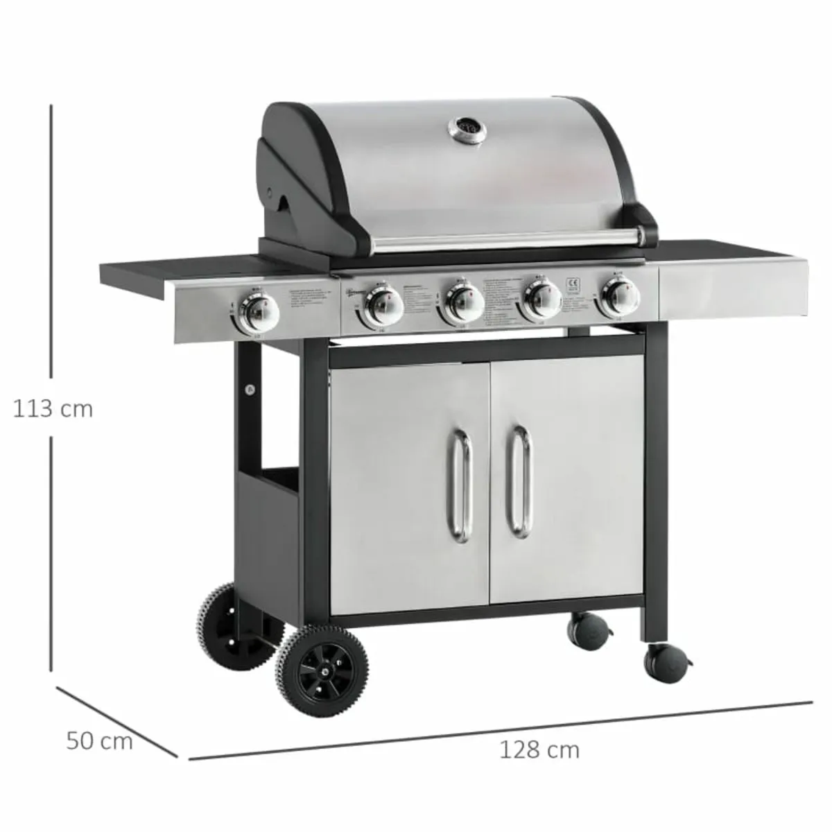 Gas Barbecue Grill 4+1 Burner Garden Smoker BBQ Tr - Image 4