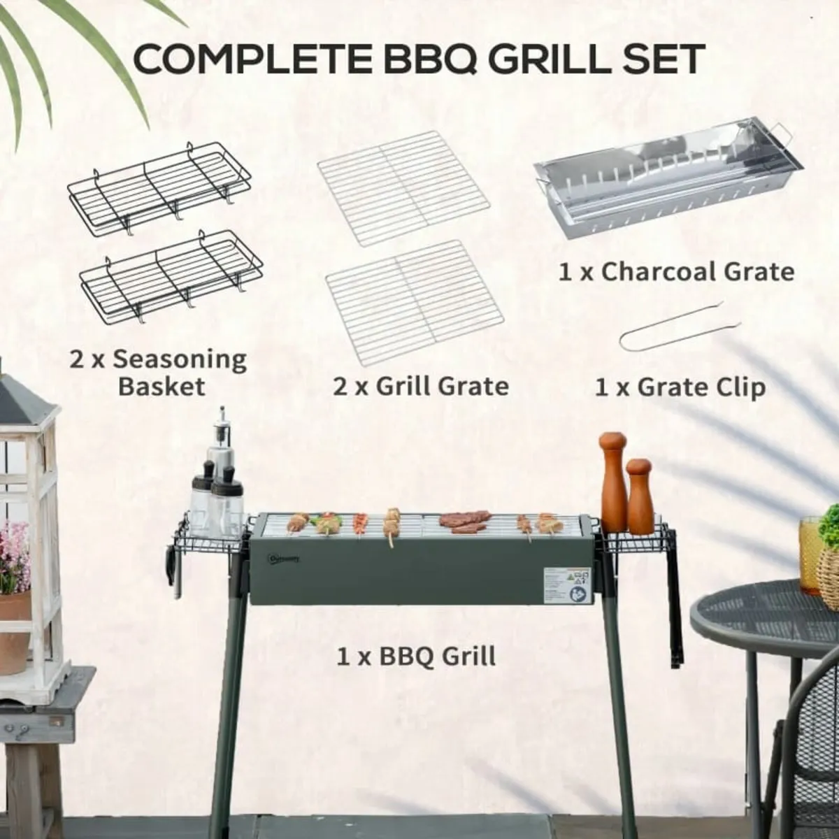 Portable Charcoal Barbecue BBQ Grill with Seasonin - Image 4