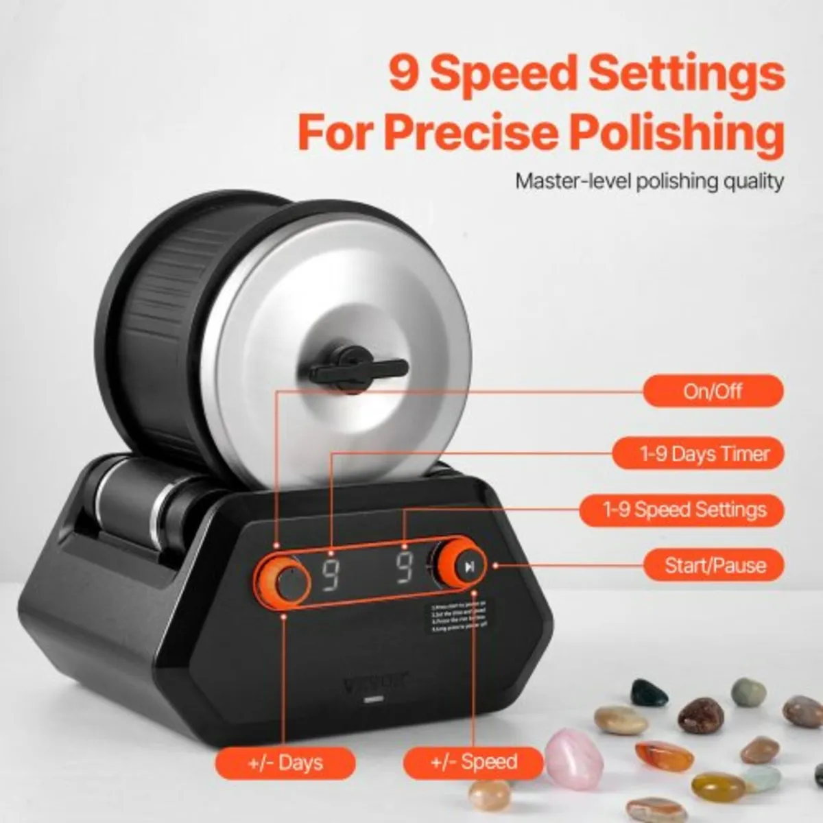 Rock Tumbler Kit, 4 lbs Rock Polishing Kit, 9 Spee - Image 3