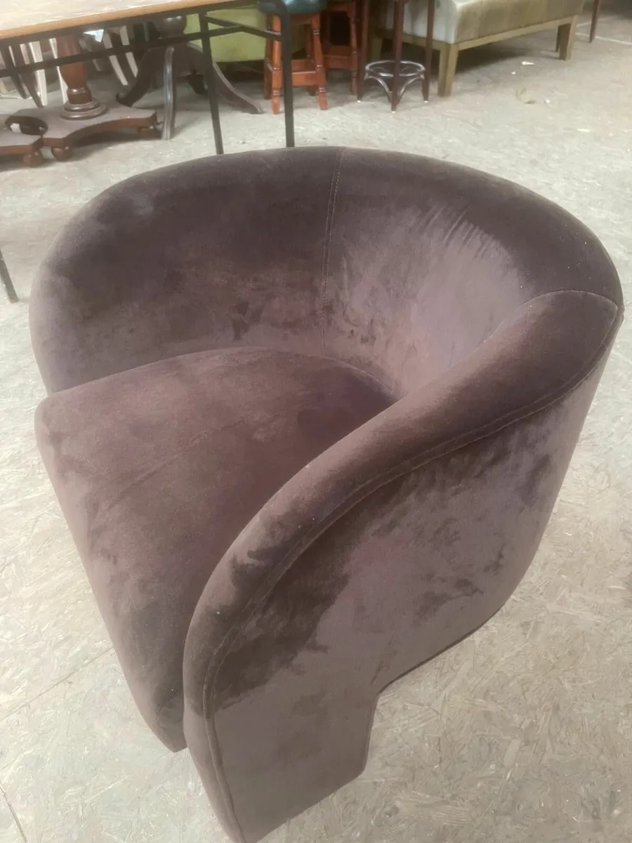 Brown Felt Tub Chair - Image 2