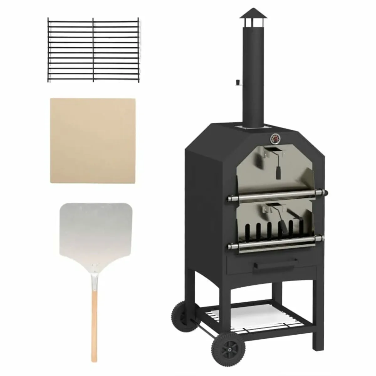 Steel 3-Tier Outdoor Pizza Oven Charcoal BBQ Grill - Image 1