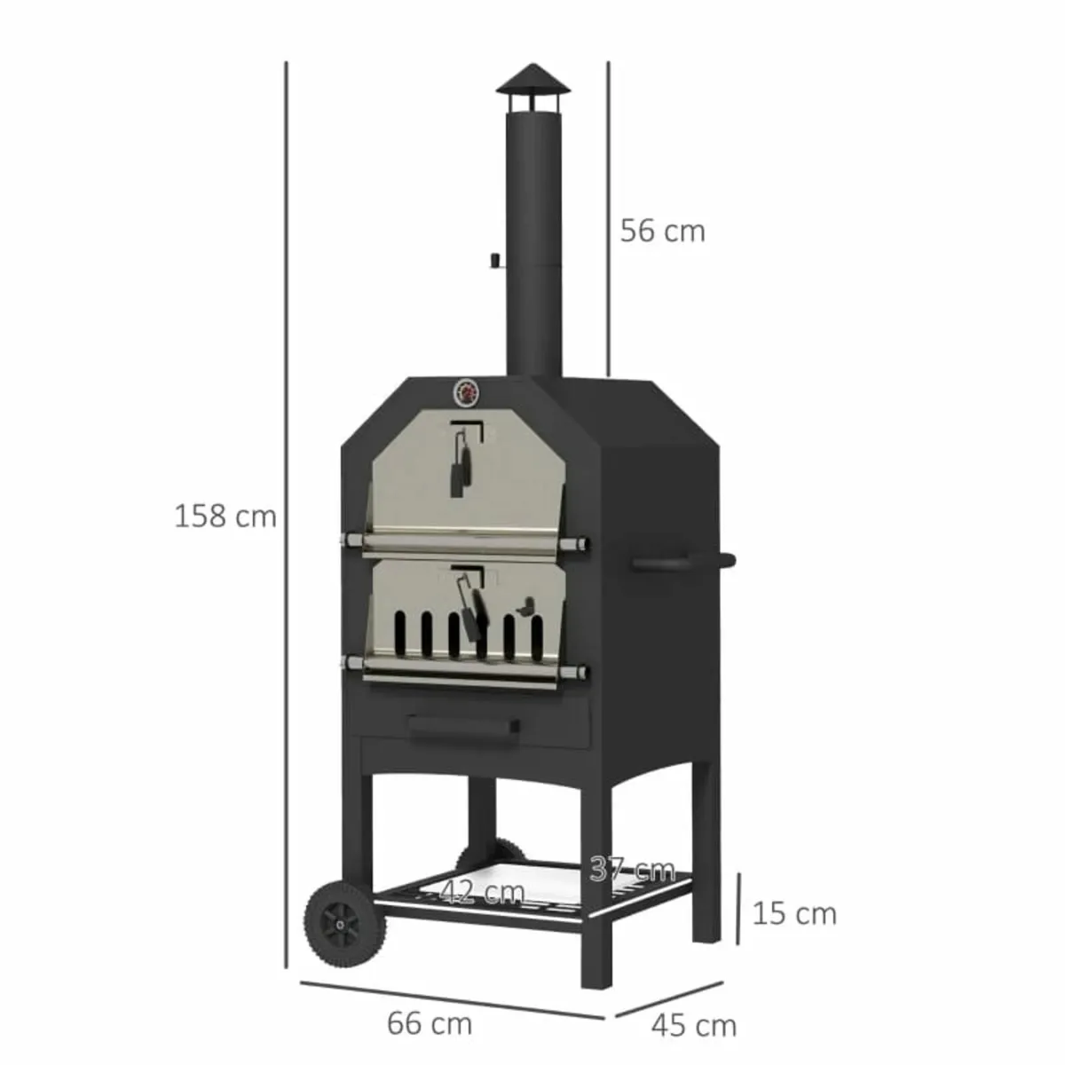 Steel 3-Tier Outdoor Pizza Oven Charcoal BBQ Grill - Image 4