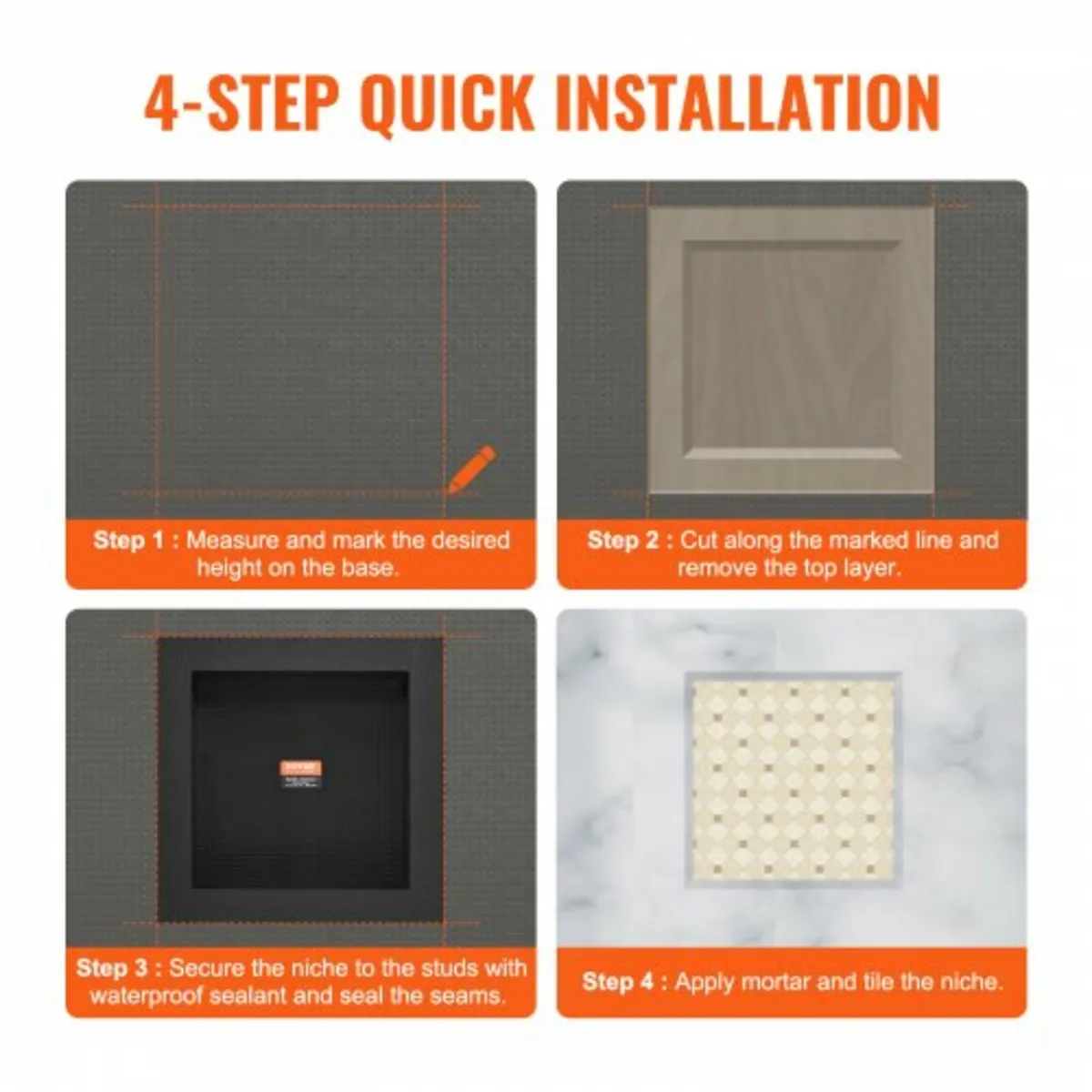 Shower Niche Ready for Tile 40.64 x 40.64 cm, Sing - Image 4