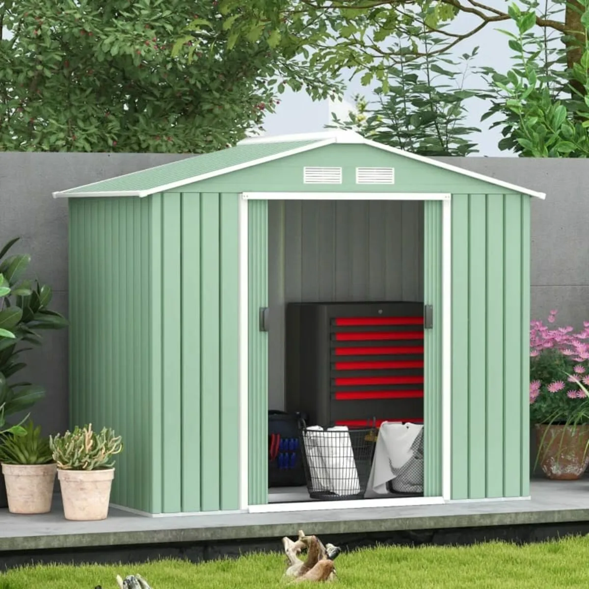 7 x 4ft Metal Garden Shed, Outdoor Storage Tool Ho - Image 3