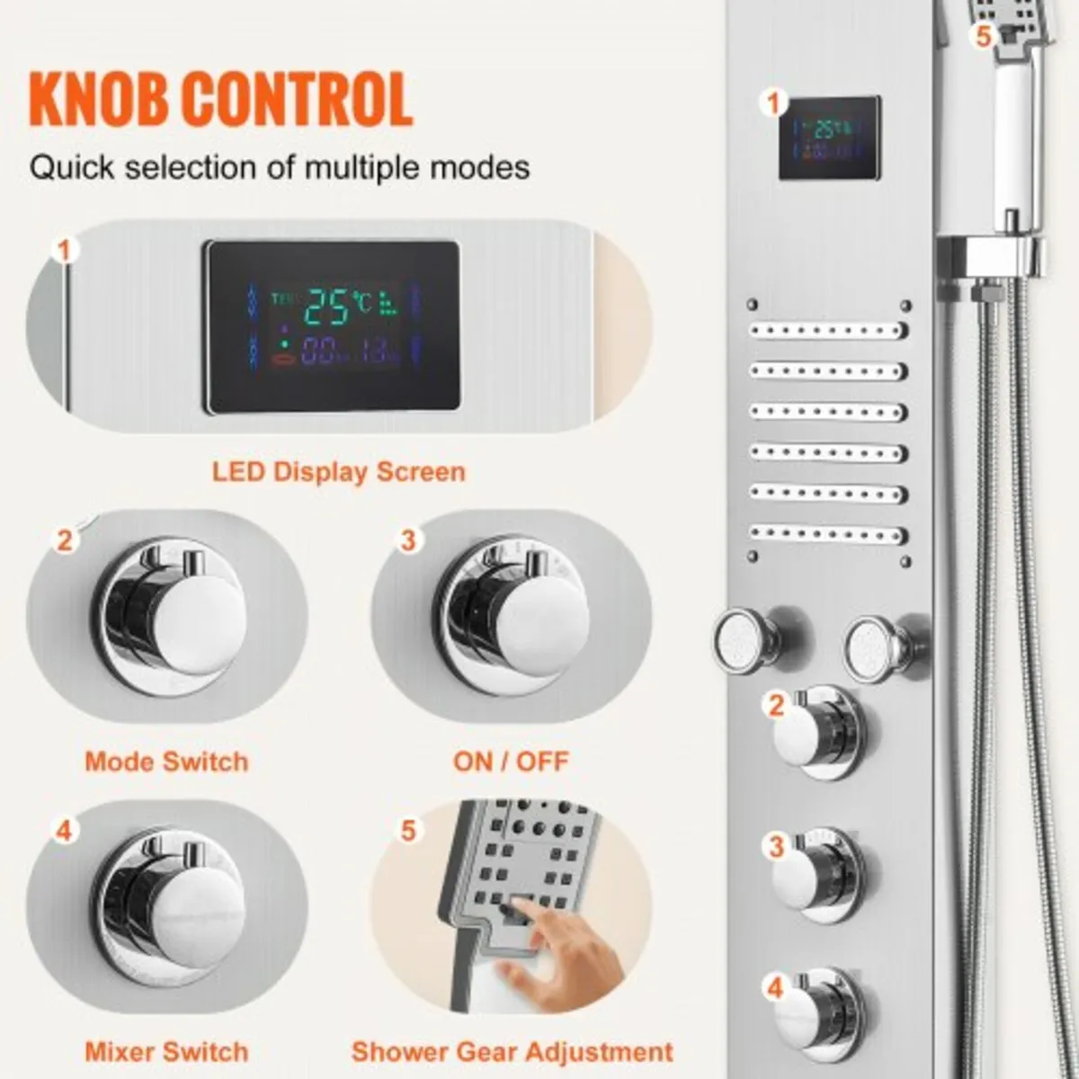 Shower Panel System, 6 Shower Modes, LED & Screen - Image 4