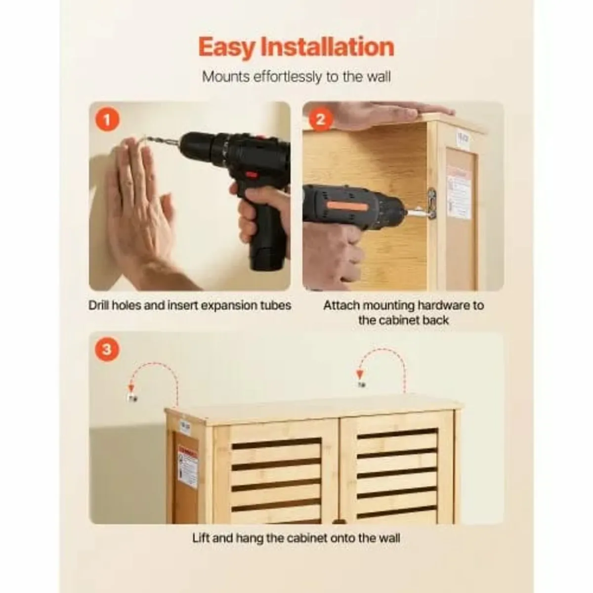 Bathroom Wall Cabinet, 2 Doors and Adjustable Shel - Image 3