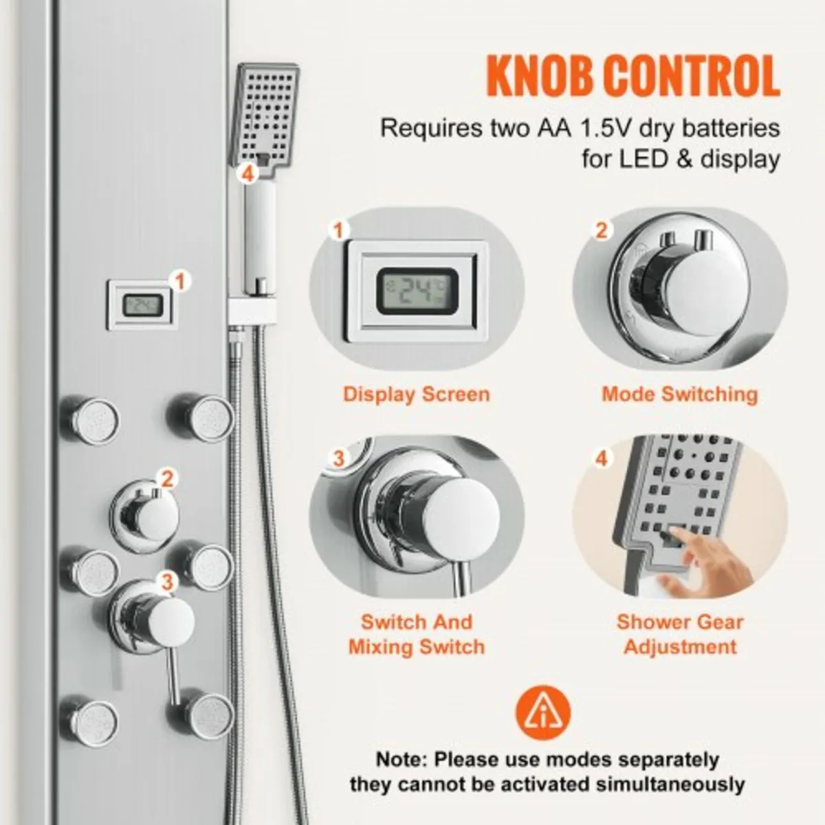 Shower Panel System, 6 Shower Modes, Digital Displ - Image 4