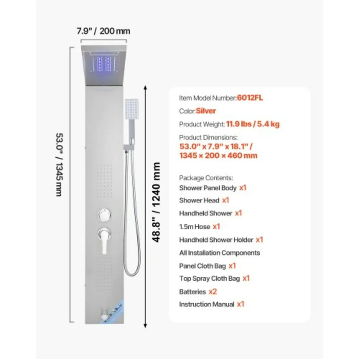 Shower Panel Tower System with Rainfall Waterfall - Image 2