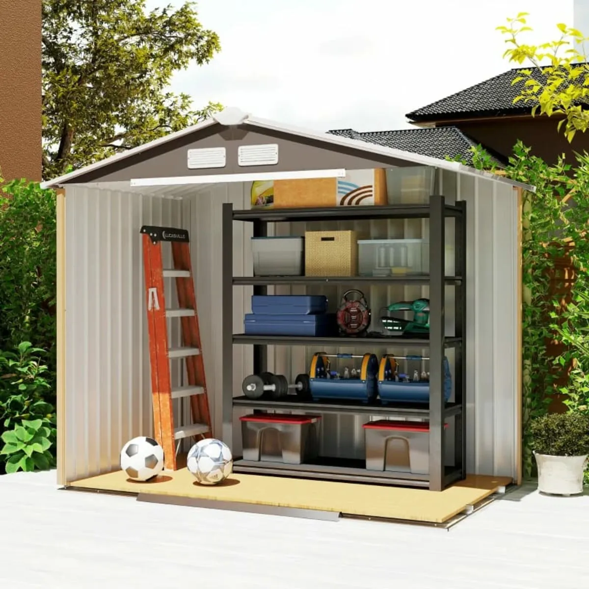7ft x 4ft Lockable Garden Storage Shed, Metal Tool - Image 3