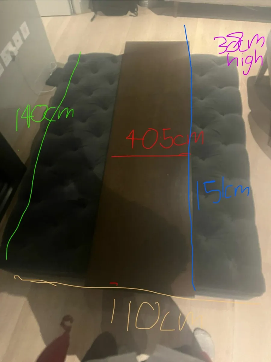 Large buttoned Poof/Coffee Table - Image 1