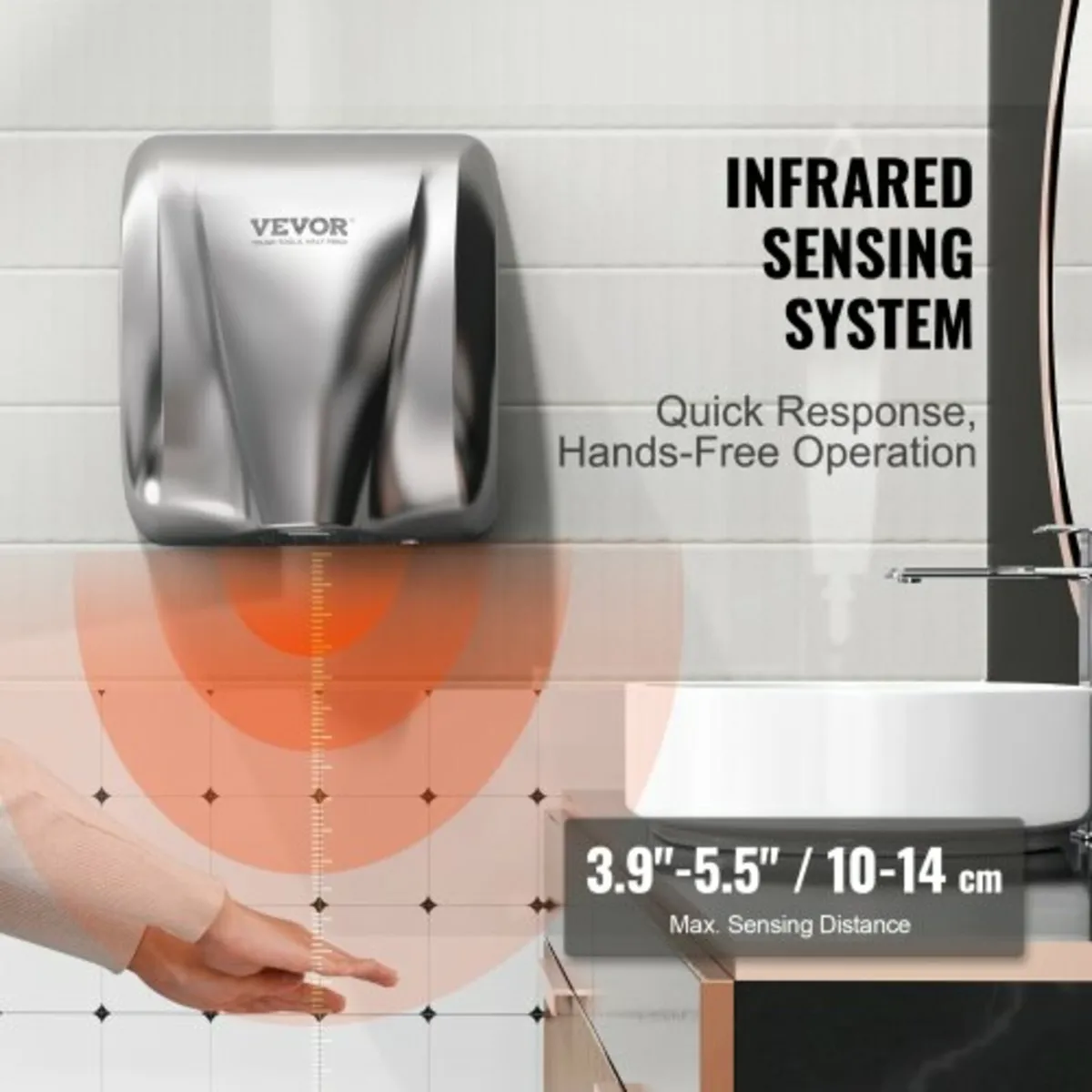 Heavy Duty Commercial Hand Dryer, 1800W Automatic - Image 4