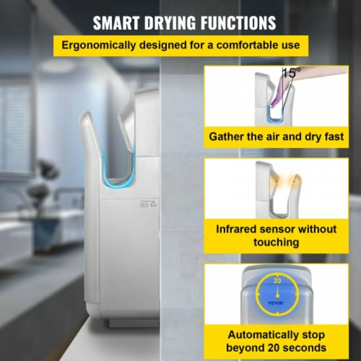 Jet Hand Dryer, Premium Electric Commercial Blade - Image 3