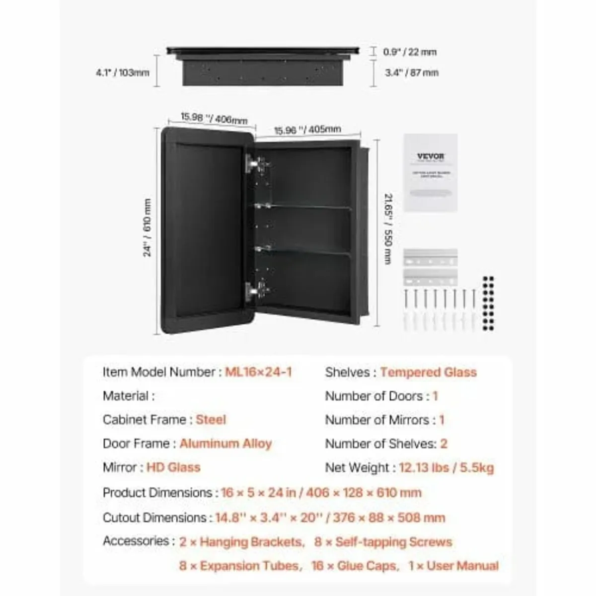 Medicine Cabinet, 16 x 24 inch, Medicine Cabinet f - Image 2