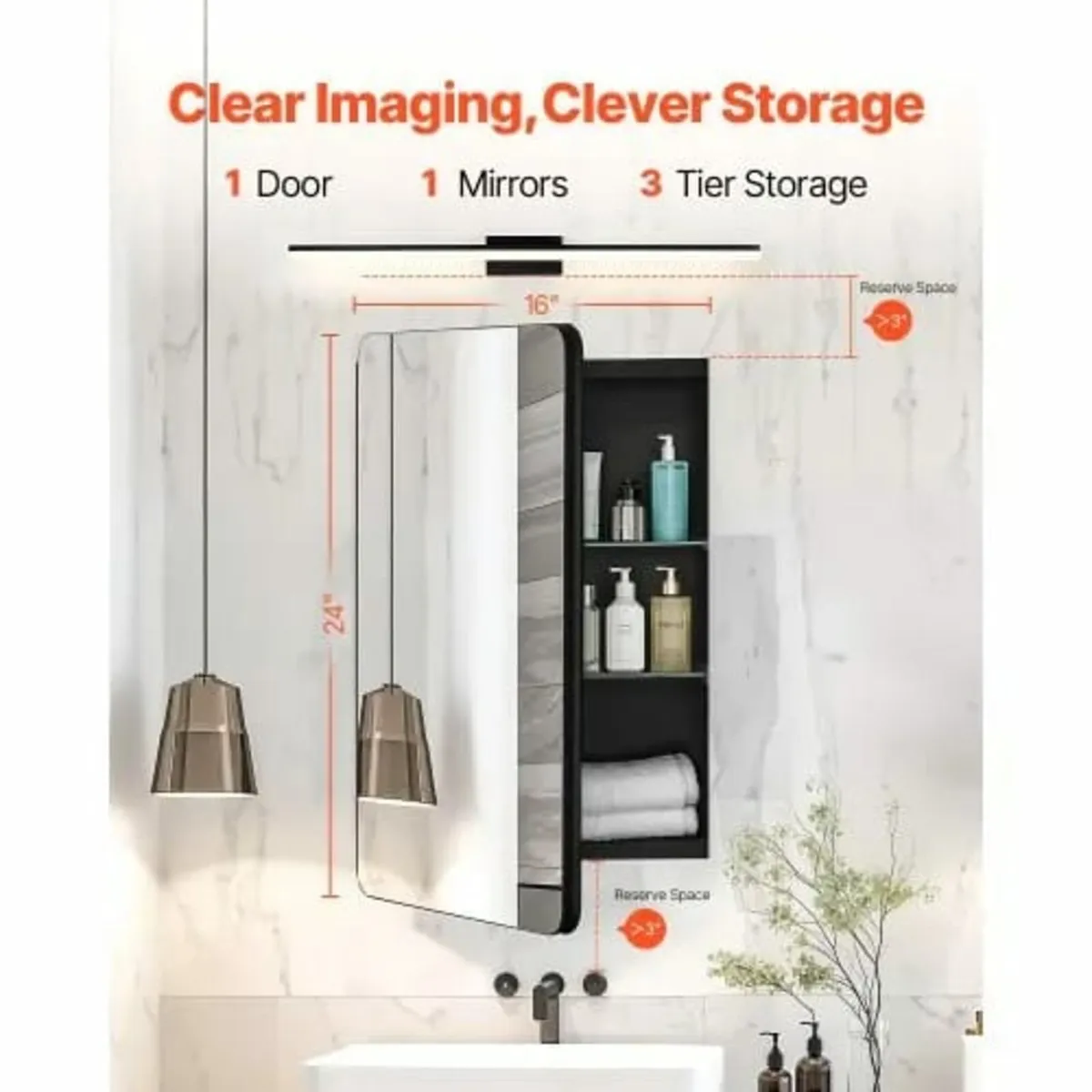 Medicine Cabinet, 16 x 24 inch, Medicine Cabinet f - Image 3