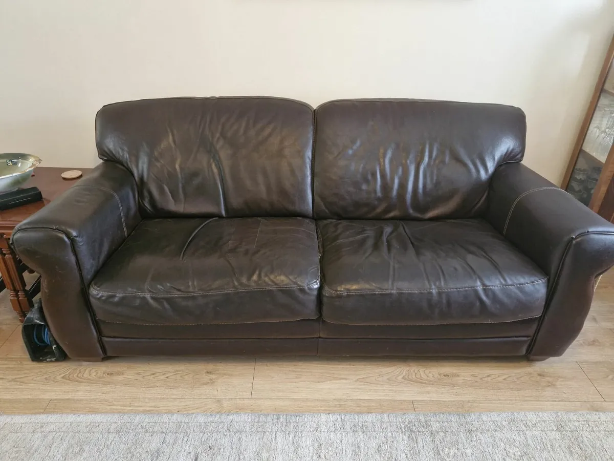 Dark Brown Leather Suite - Image 1