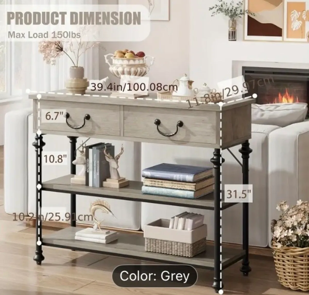 Grey console table free postage - Image 4