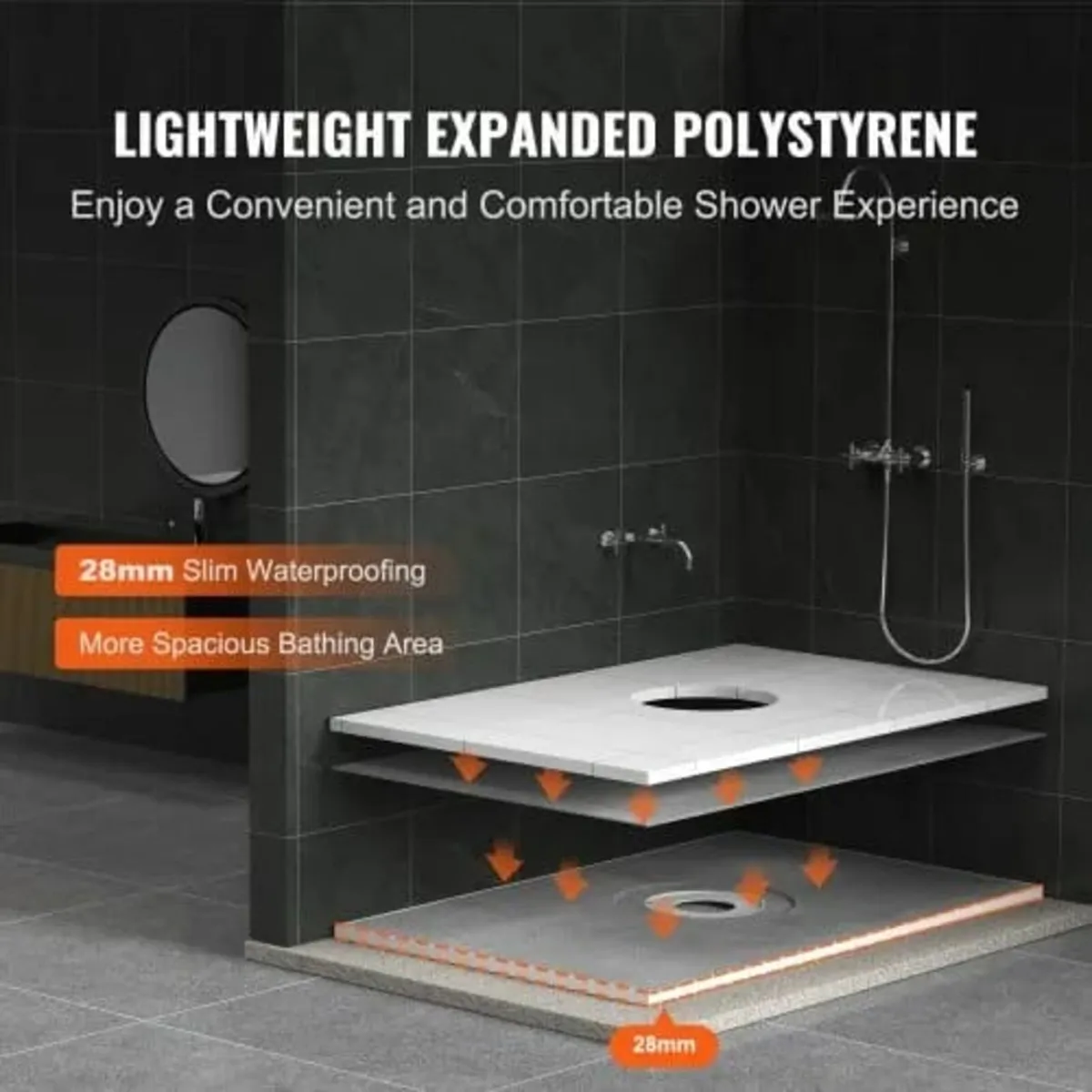 Shower Curb Kit, 1524x965mm Shower Pan Kit with 16 - Image 3