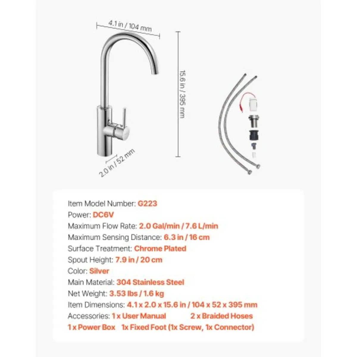 Touchless Kitchen Bar Sink Faucet, Single Handle A - Image 3