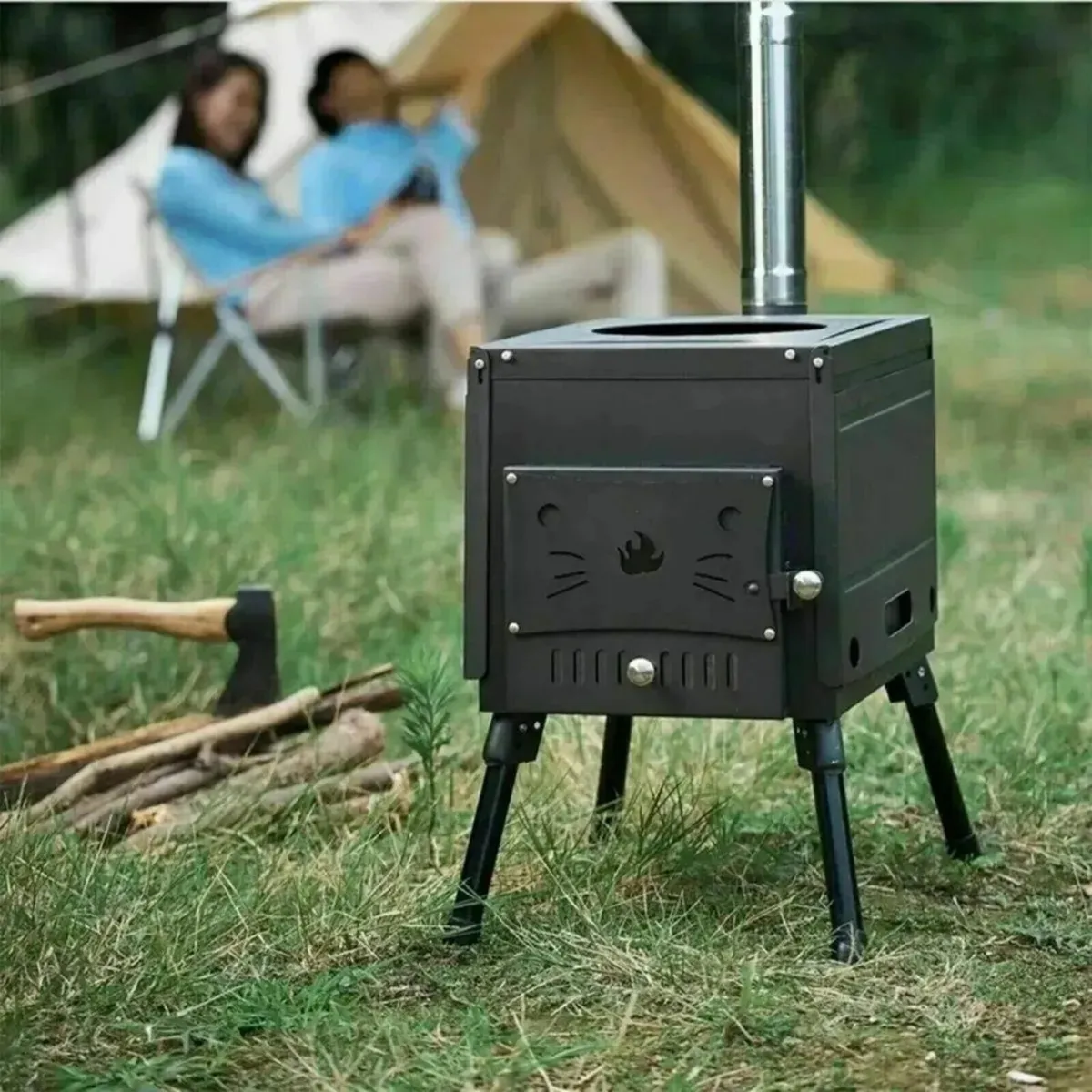 Camping Cast Iron Portable Wood Stove Outdoor Use - Image 4
