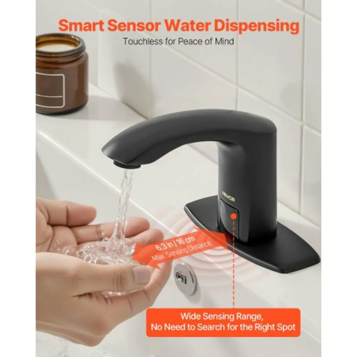 Black-Touchless Bathroom Sink Faucet, Automatic Mo - Image 4