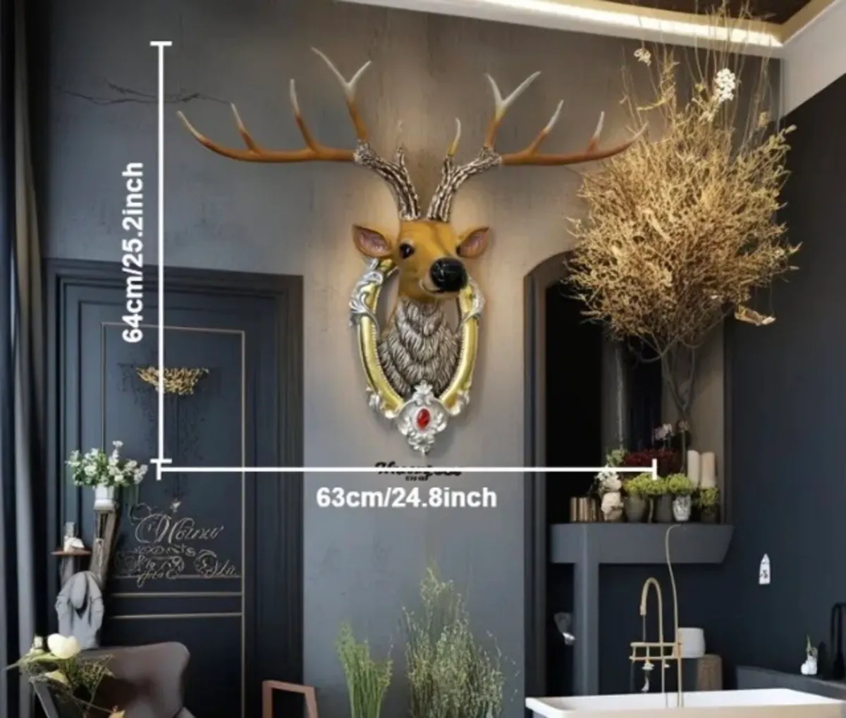 Large luxury deer head wall art free postage - Image 2