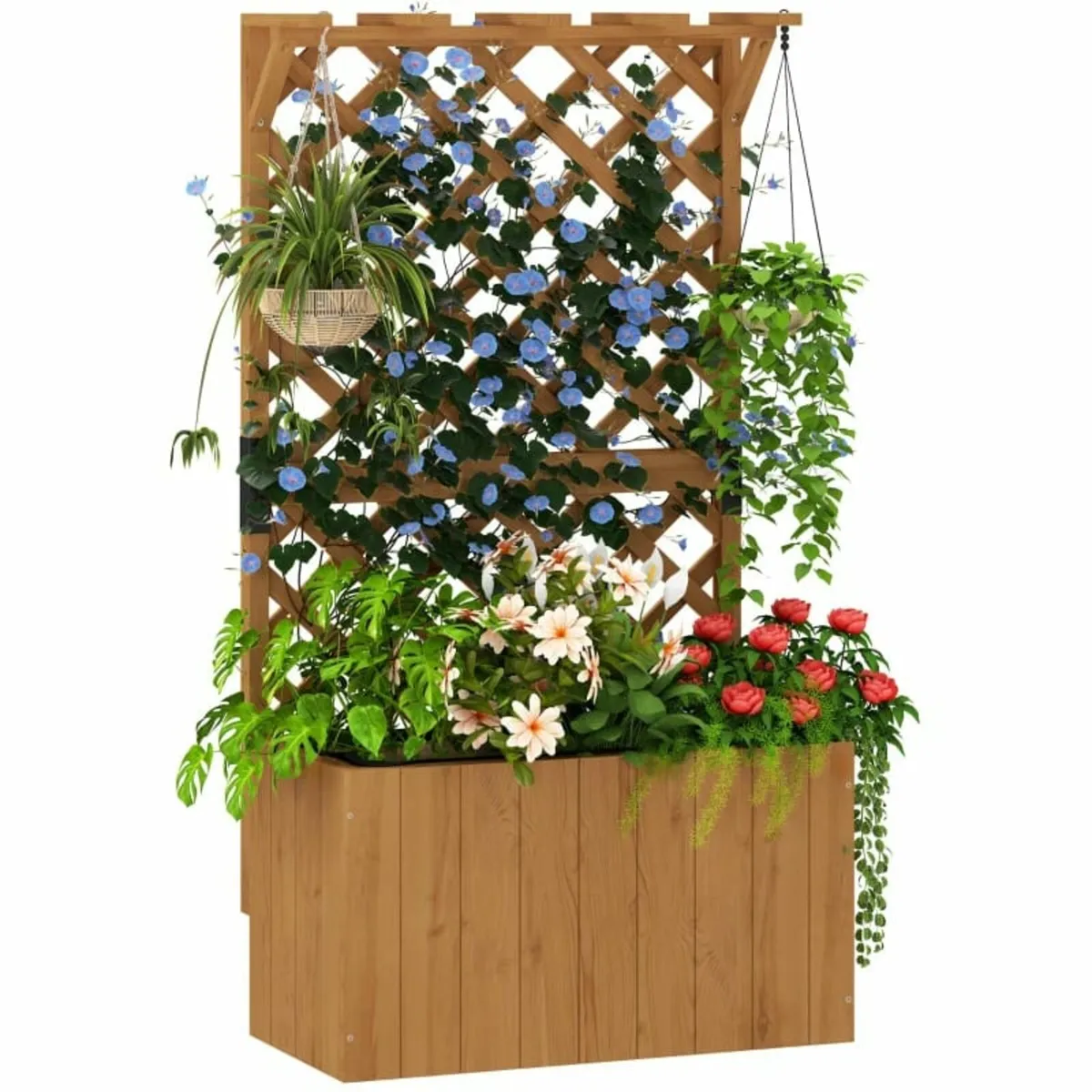 Wooden Planter with Trellis, Freestanding Raised G - Image 2