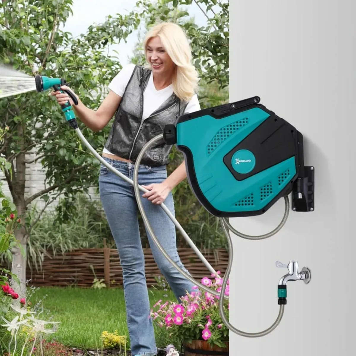 15m Garden Hose Reel Wall Mounted Auto Rewind with - Image 3