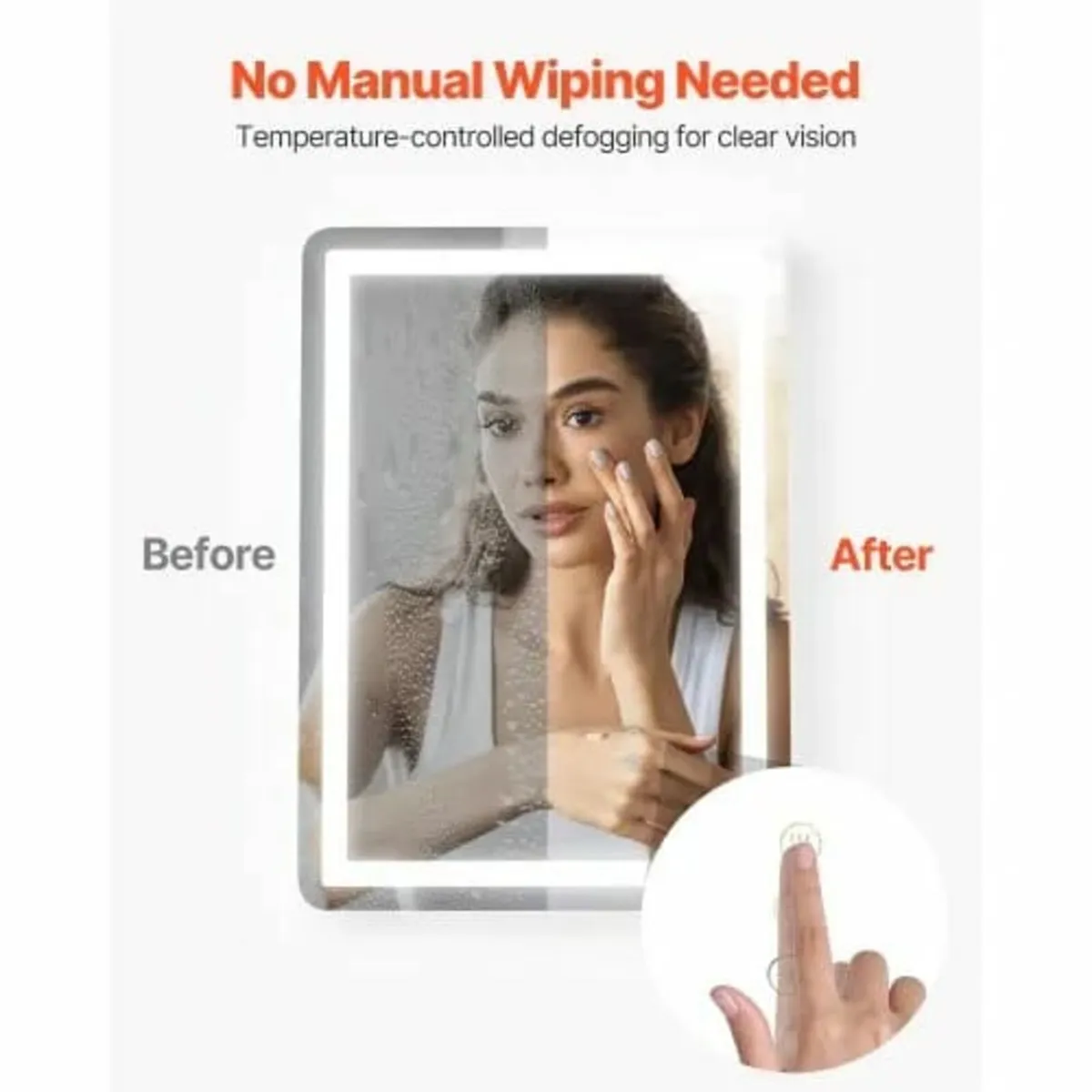 LED Bathroom Mirror, 50 x 70 cm LED Bathroom Vanit - Image 2