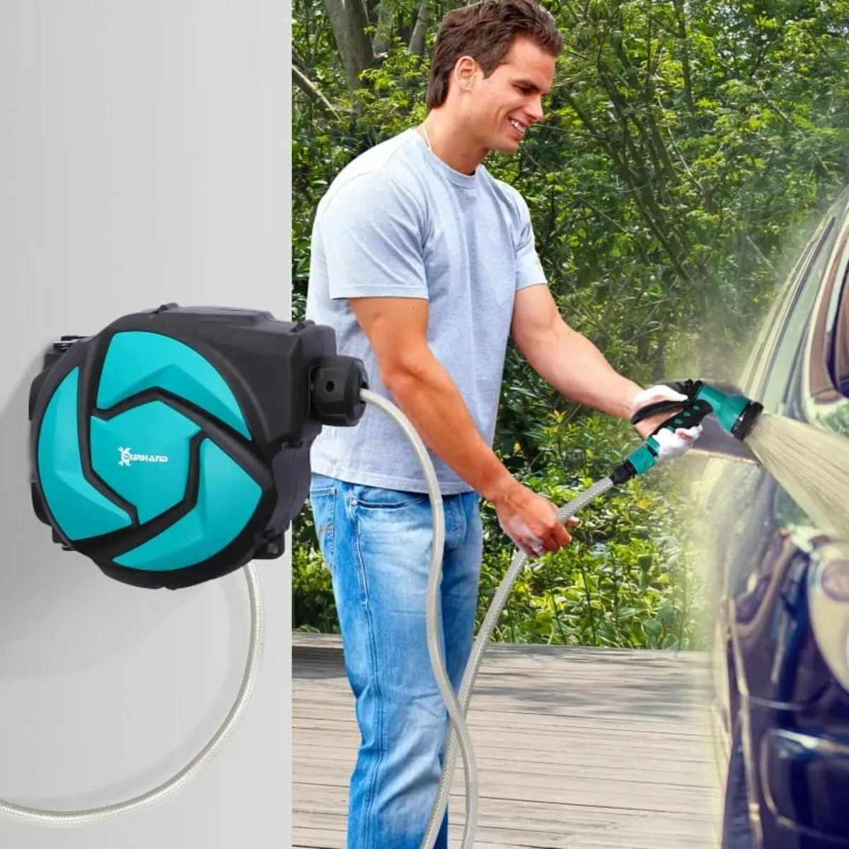 10m Garden Auto Hose Reel Wall Mounted Retractable - Image 2