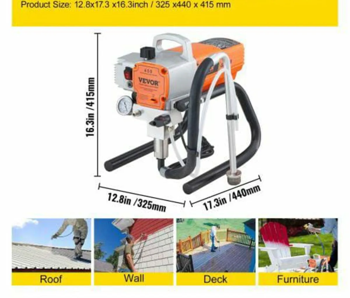 Pro Airless Wall Paint Sprayer, 1800W Electric Spr - Image 2