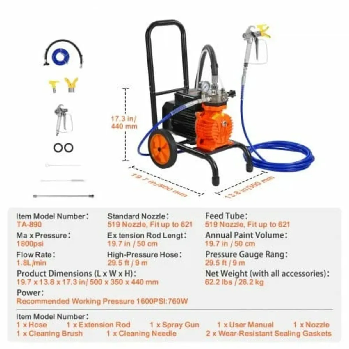 Diaphragm Airless Paint Sprayer, 900 W Efficiency - Image 2