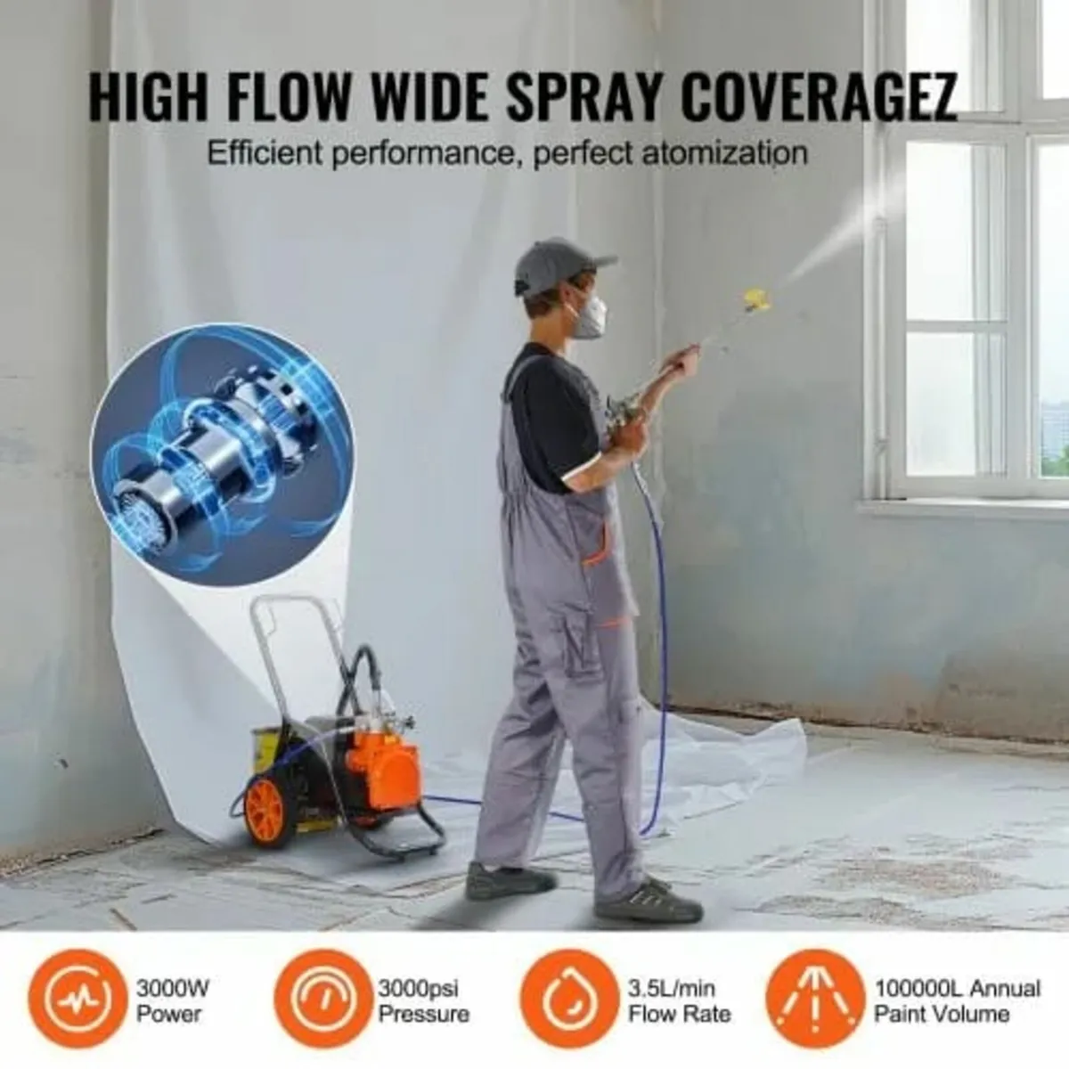 Diaphragm Airless Paint Sprayer, 1700 W Efficiency - Image 3