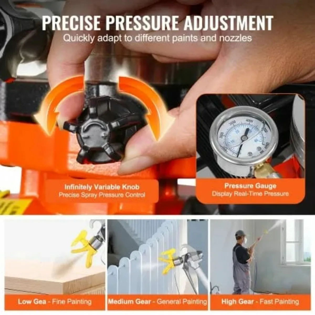 Airless Paint Sprayer, 1100 W Efficiency Cart Airl - Image 3