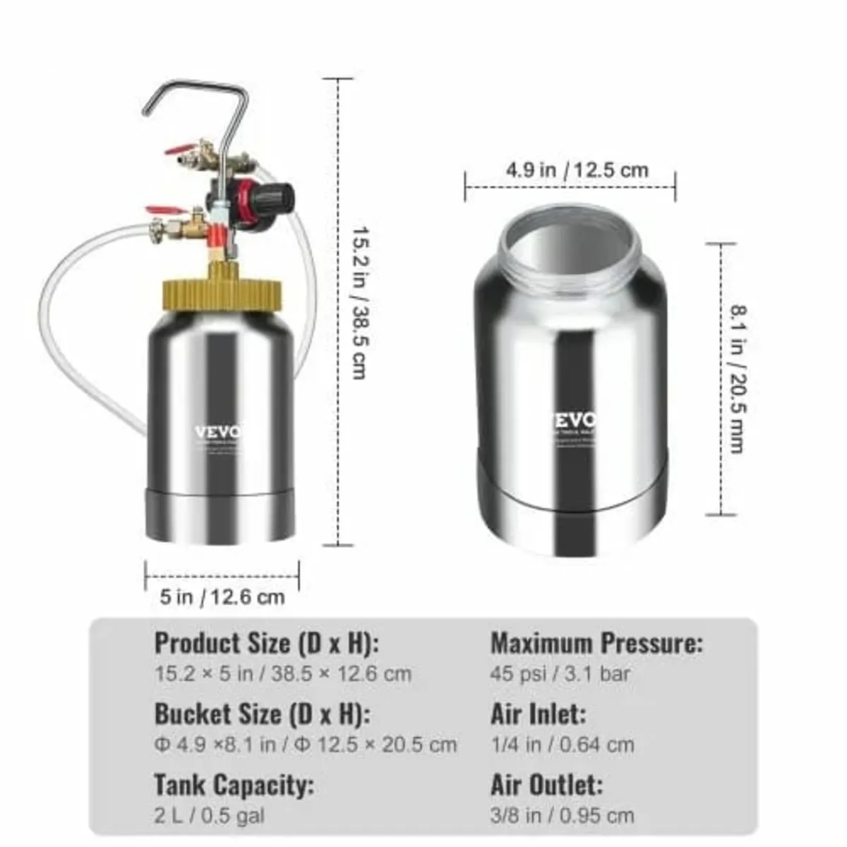 Spray Paint Pressure Pot Tank, 2L/0.5gal Lightweig - Image 2