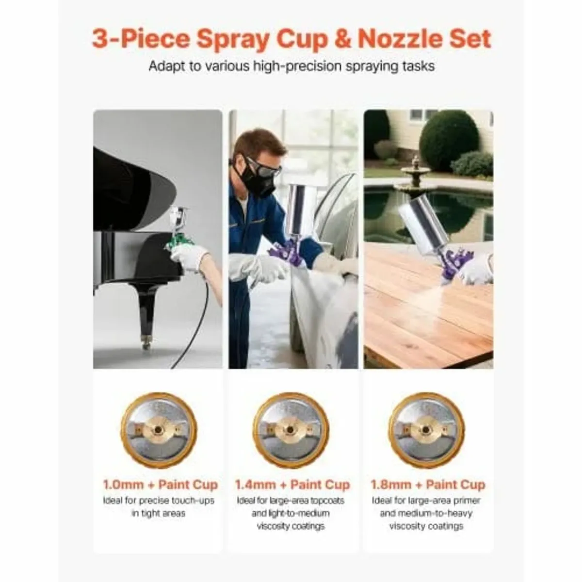 3-Piece Air Spray Gun Kit, Professional Auto Paint - Image 2