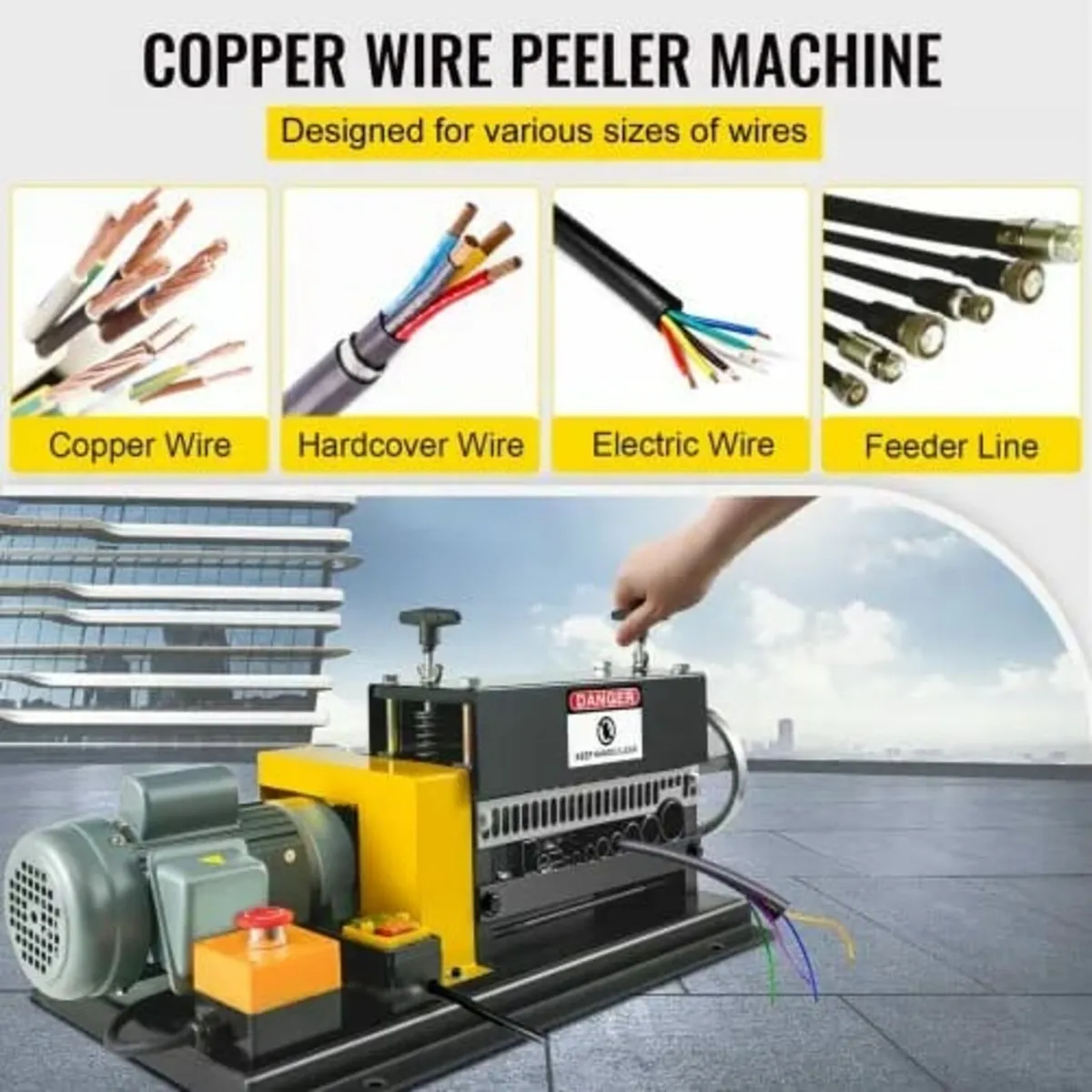400W Electric Wire Stripping Machine, 1.5-38mm Por - Image 3