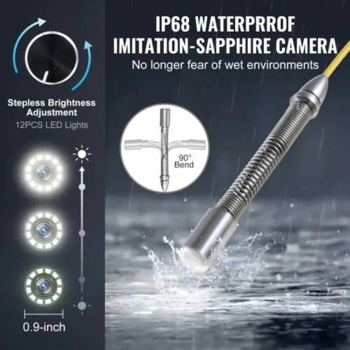 Sewer Camera, 98 ft/30m, Self-Leveling Drain Inspe - Image 4
