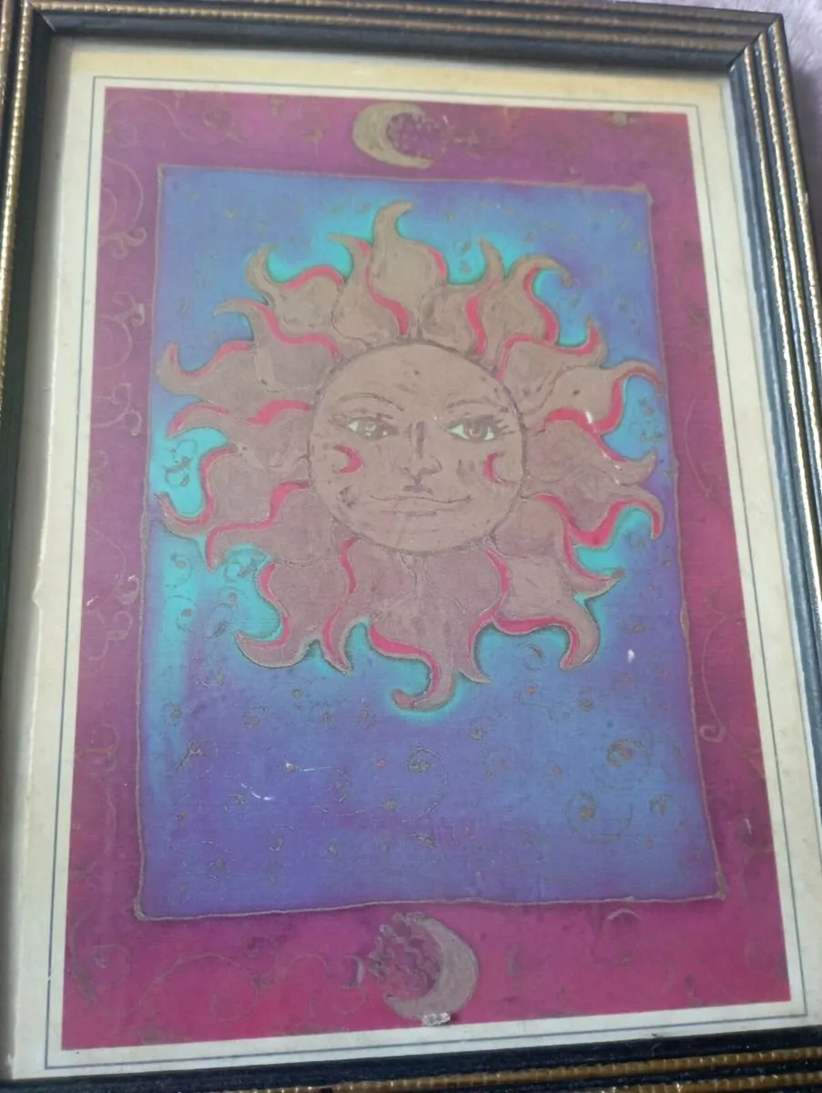 FRAMED Celestial folk art. / boho 17cm X 22cm