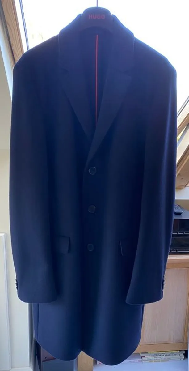Hugo Boss Cashmere Wool Overcoat - Navy - Image 1