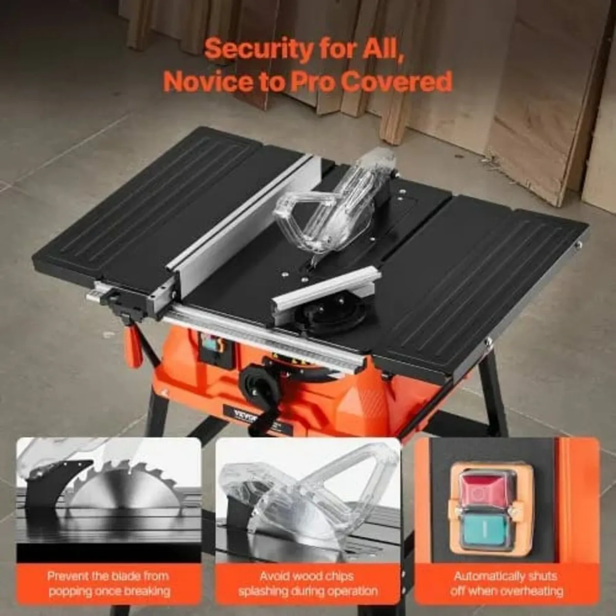 Table Saw with Stand, 254 mm, 1800W Portable Compa - Image 4