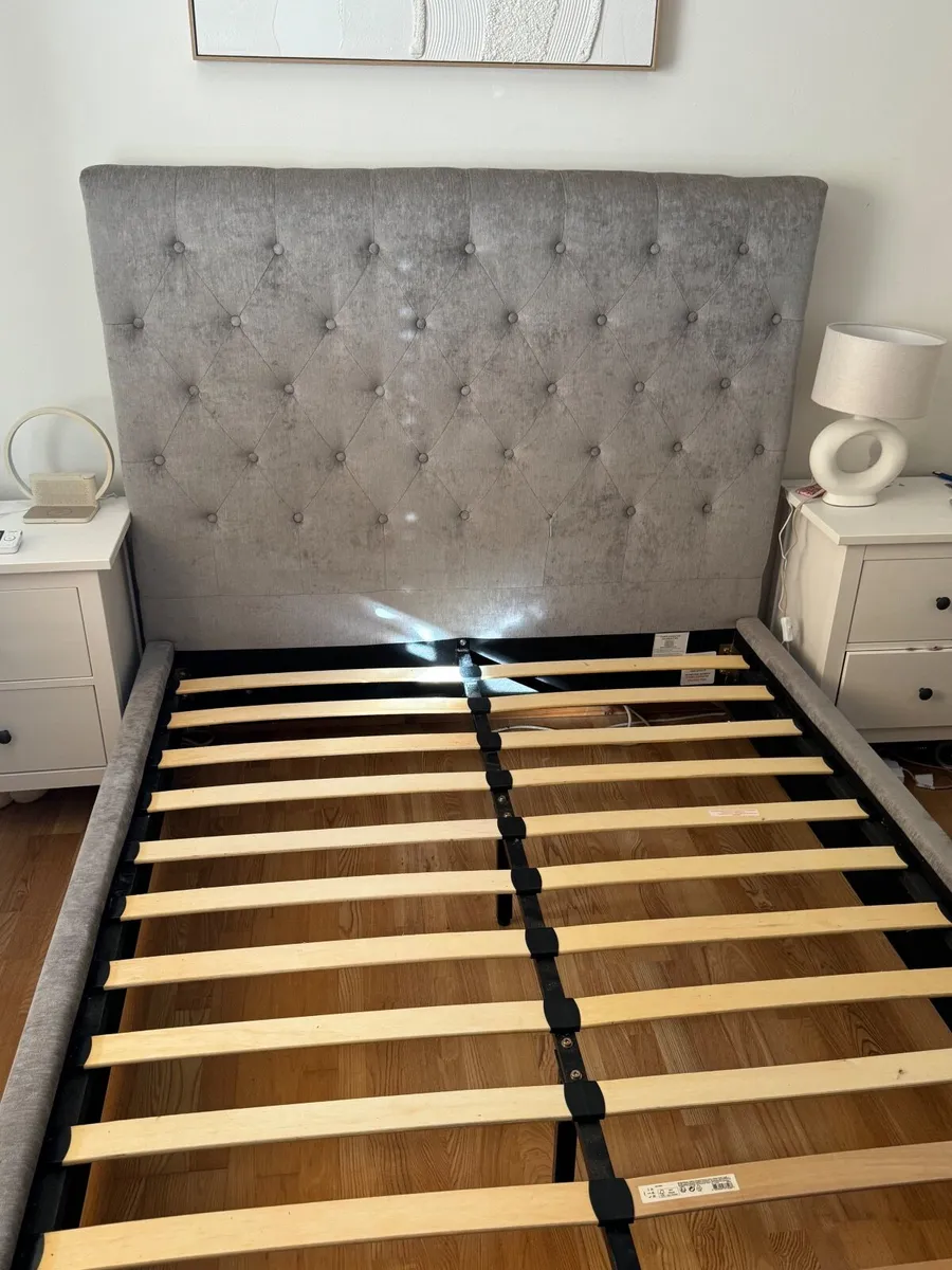 Grey Double (4 ft 6) Bed Frame - Image 1